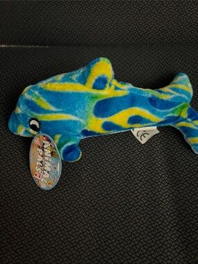 Blue & Yellow Plush Dolphin Fish Toy